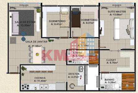 Apartamento à venda com 3 quartos, 105m² - Foto 4